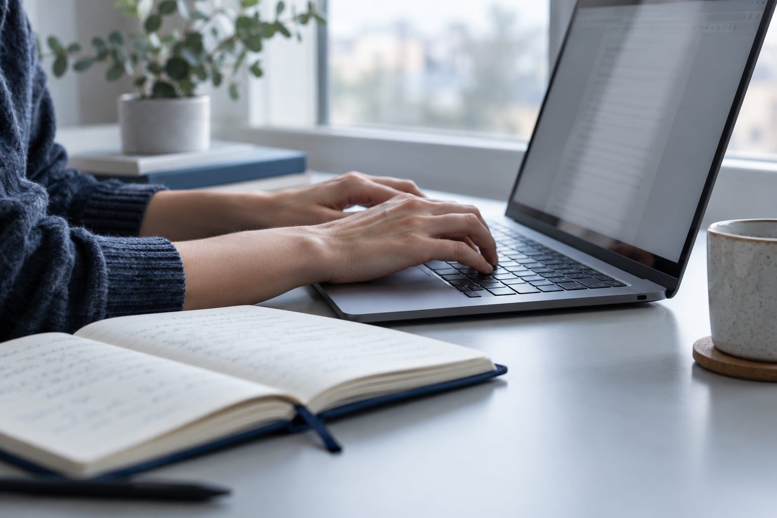 A workspace prepared for writing website content
